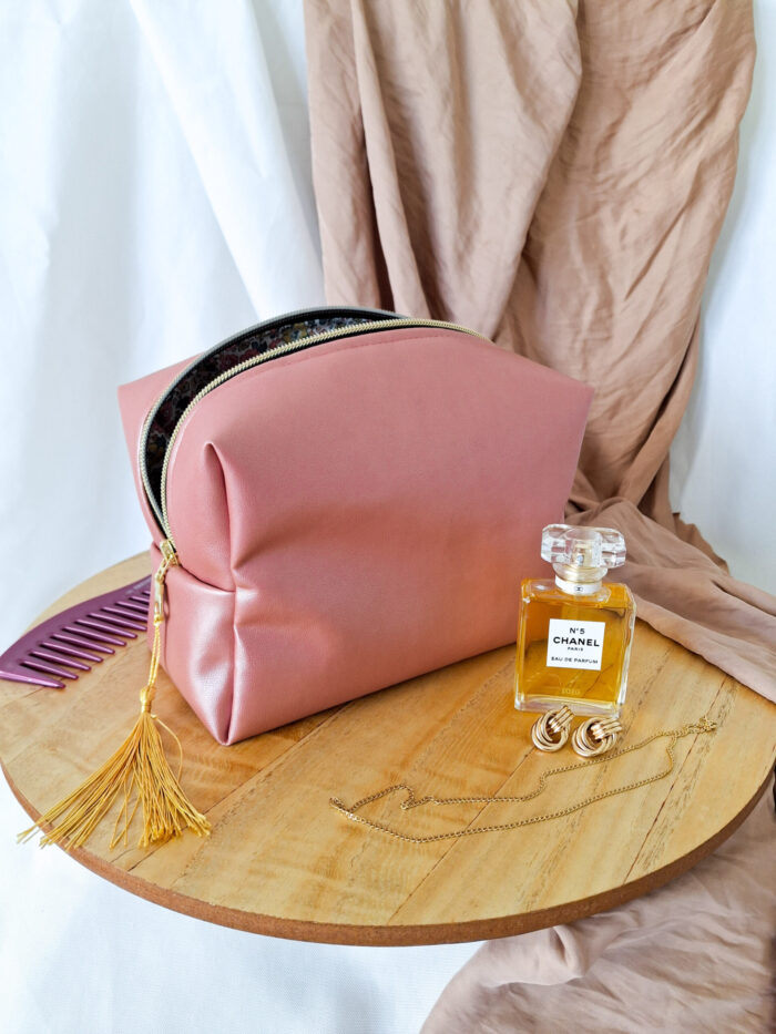 TROUSSE DE TOILETTE - Simili Cuir Rose