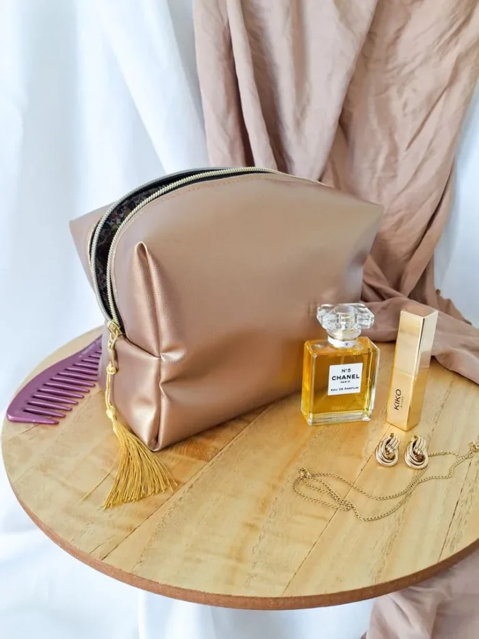 TROUSSE DE TOILETTE – Simili Cuir Bronze Foncé