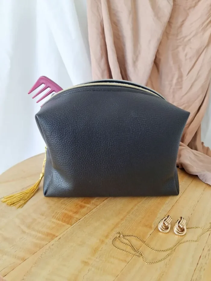 TROUSSE DE TOILETTE - Simili Cuir Noir – Image 4