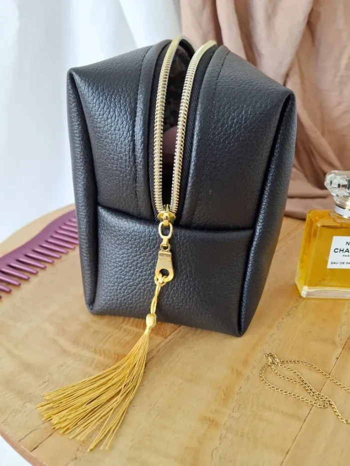 TROUSSE DE TOILETTE - Simili Cuir Noir – Image 2