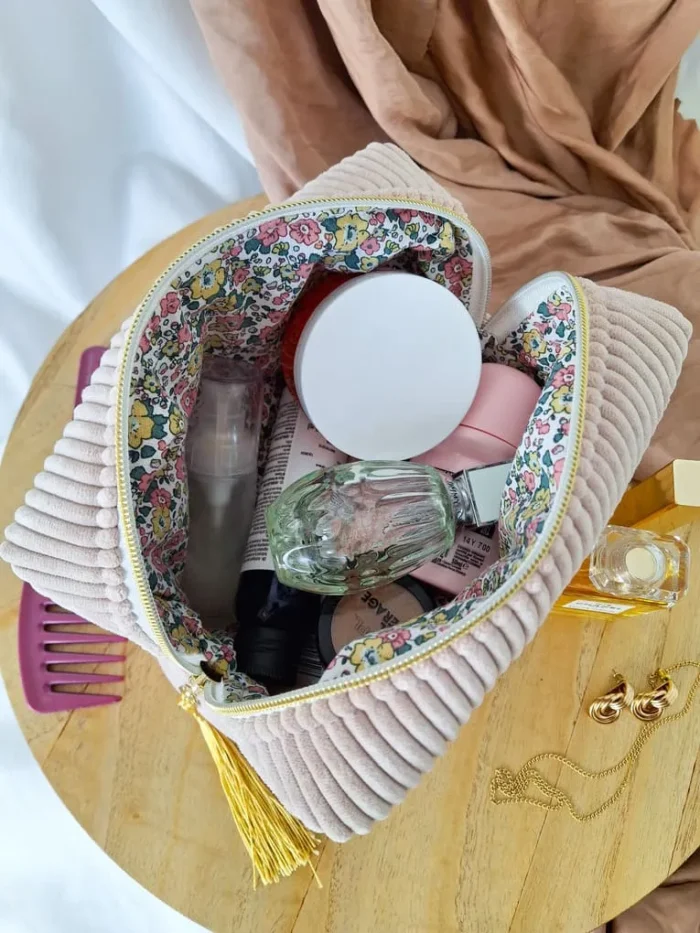 TROUSSE DE TOILETTE – Velours Beige Clair – Image 3