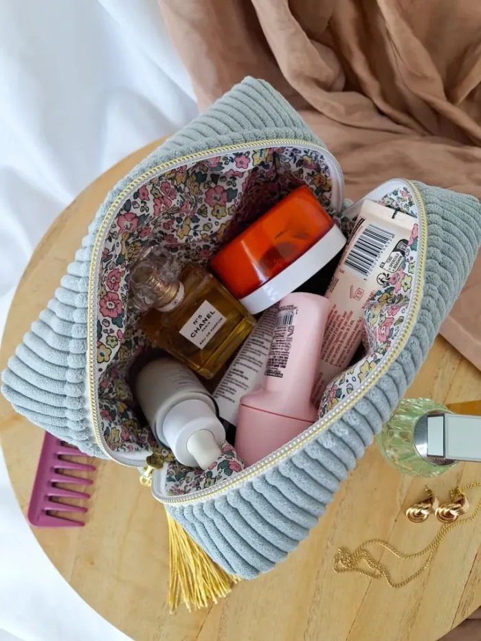 TROUSSE DE TOILETTE – Velours Bleu Céladon – Image 4