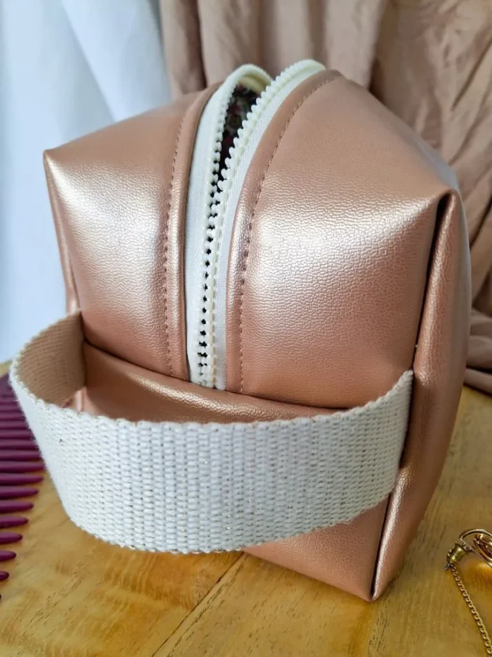 TROUSSE DE TOILETTE CUBE - Simili Cuir Golden Rose – Image 4