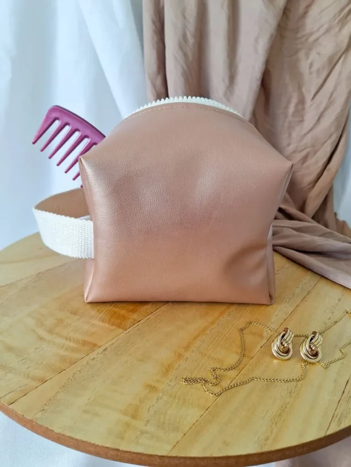 TROUSSE DE TOILETTE CUBE - Simili Cuir Golden Rose – Image 3